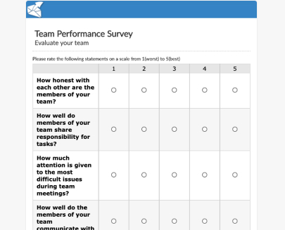 Team Performance Evaluation Survey