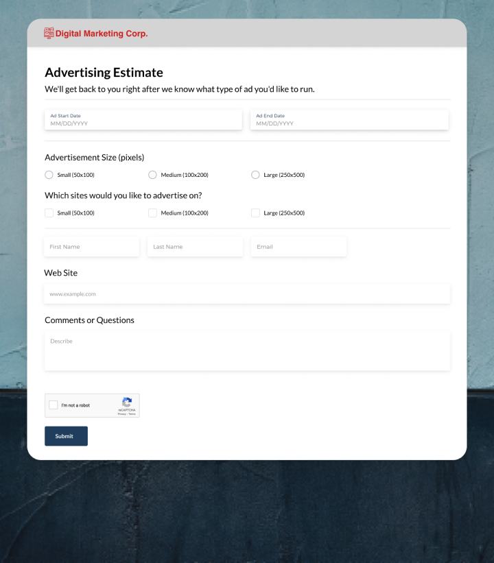 Advertising Inquiry Form