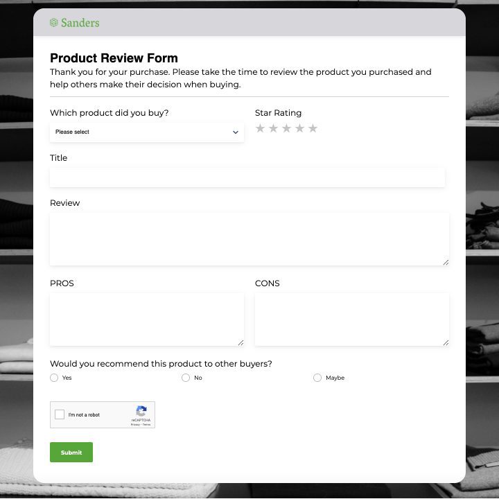 Product Review Form
