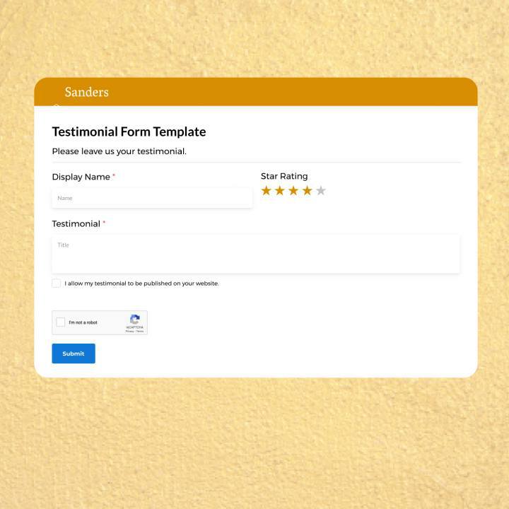 Testimonial Form Template