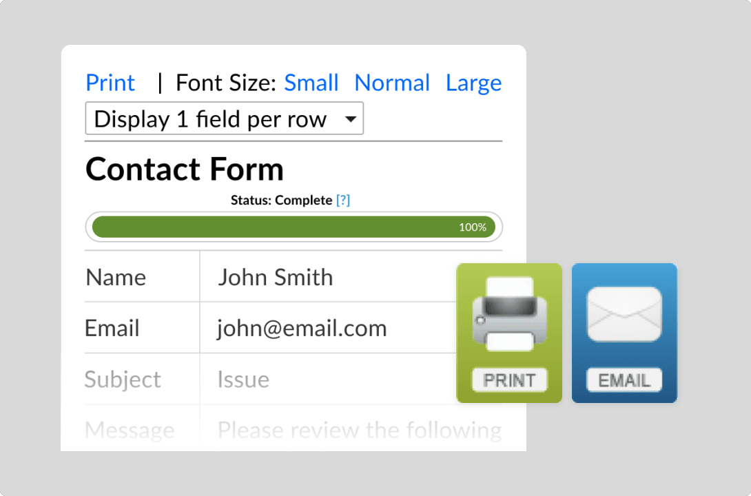 Email & Printer Friendly Data