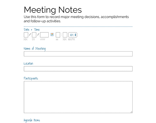 Meeting Notes Form