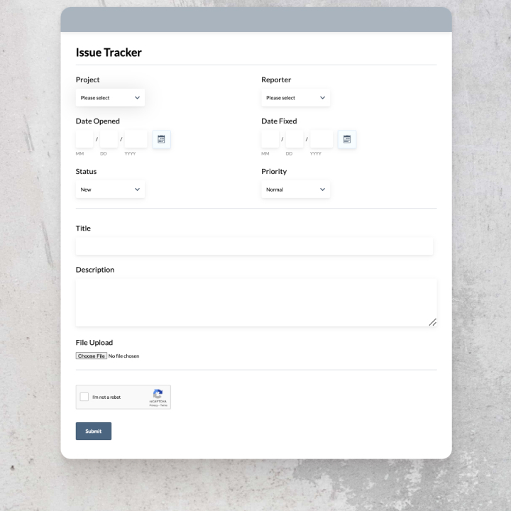 Issue Tracker Form