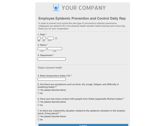 Employee Epidemic Prevention and Control Daily Report