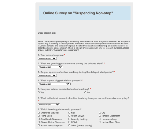 Online Survey on 'Suspending Non-stop'