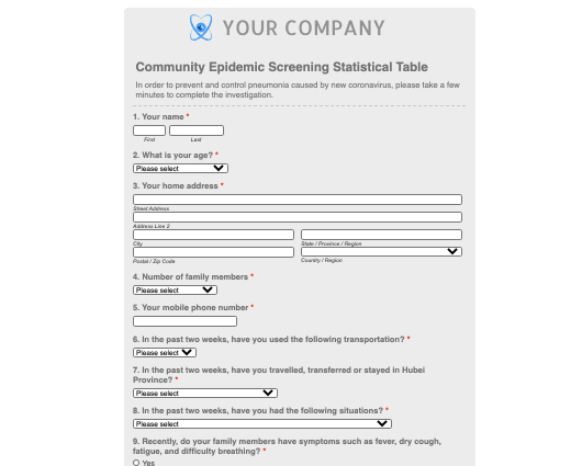 Community Epidemic Screening Statistical Table
