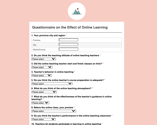 Questionnaire on the Effect of Online Learning