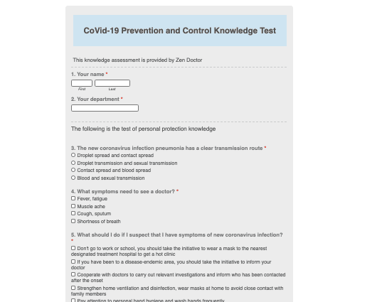 Covid-19 Prevention and Control Knowledge Test