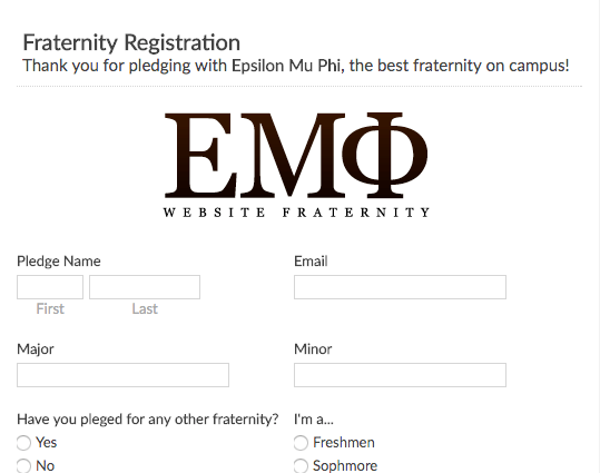 Fraternity Registration Form
