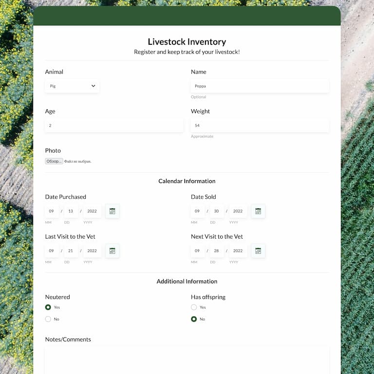Livestock Inventory Form