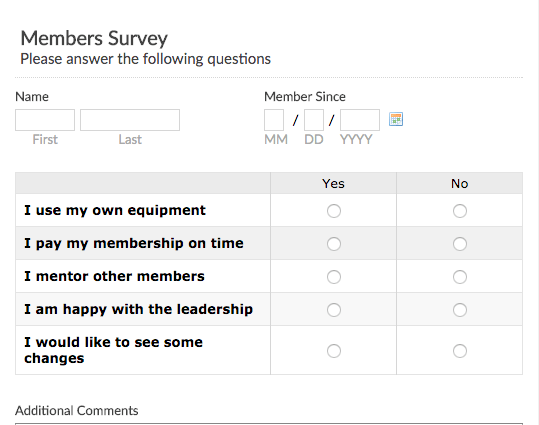 Club Members Survey