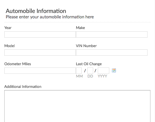 Vehicle Maintenance Log Form