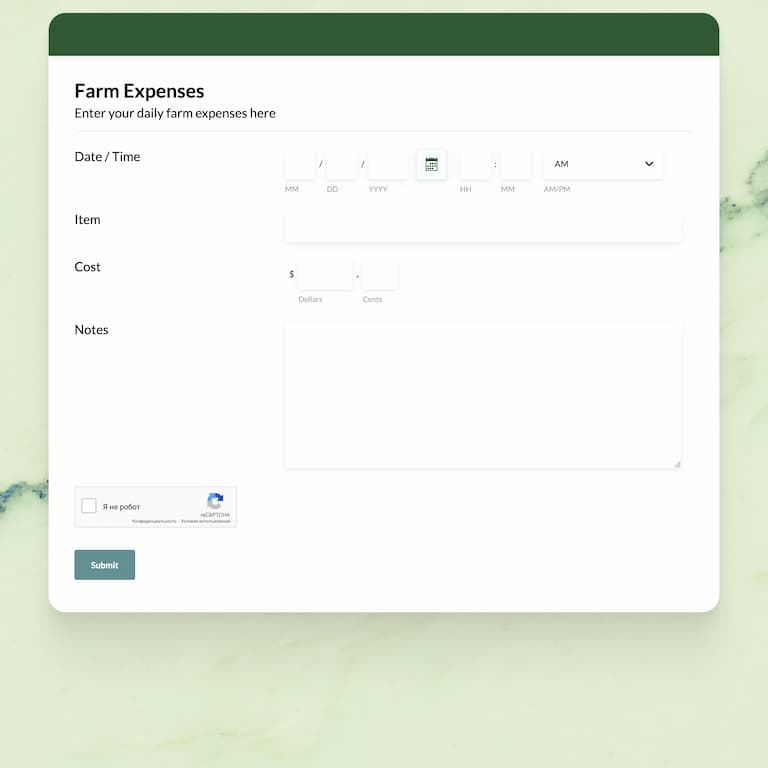 Farm Expenses Log