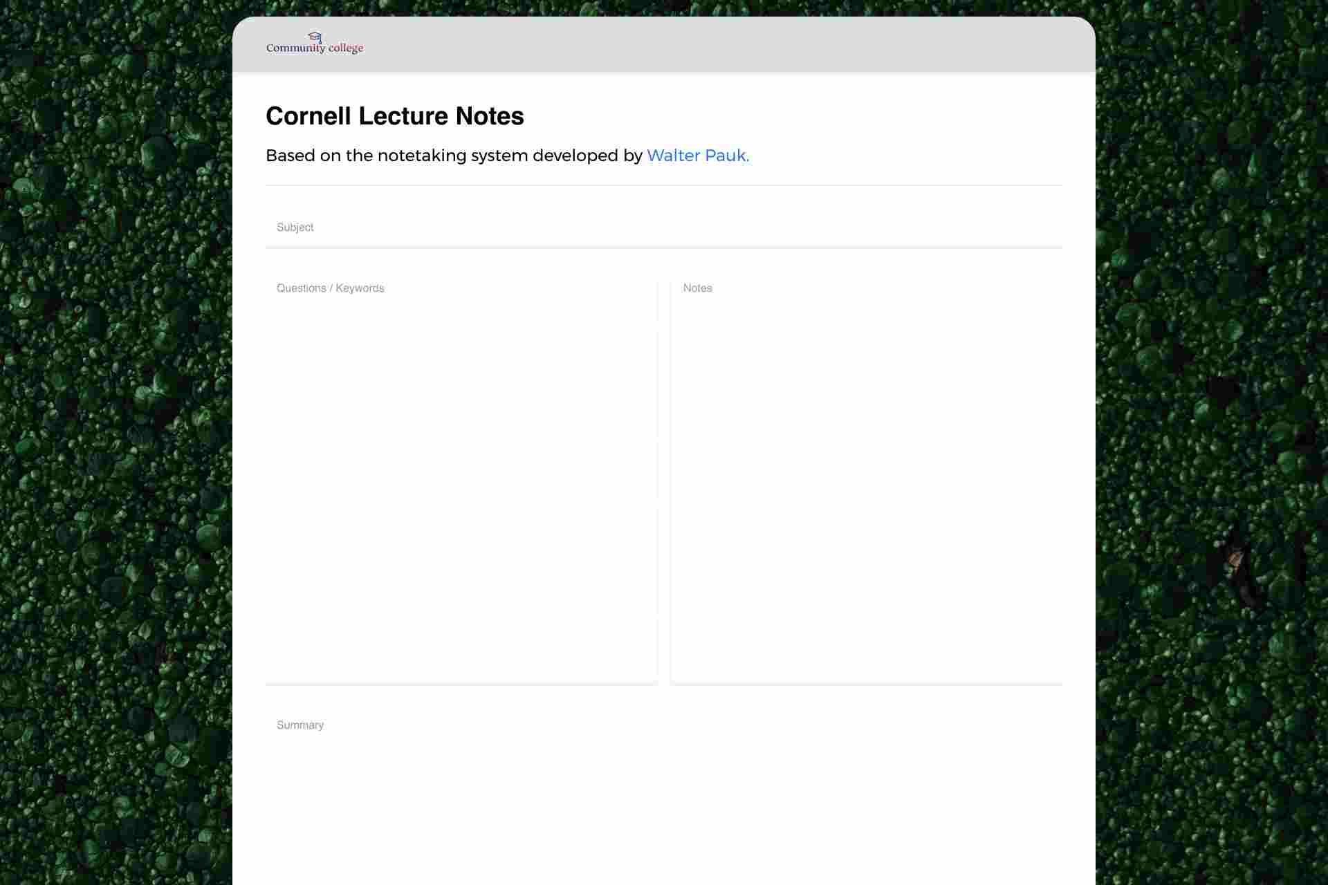 Cornell Lecture Notes