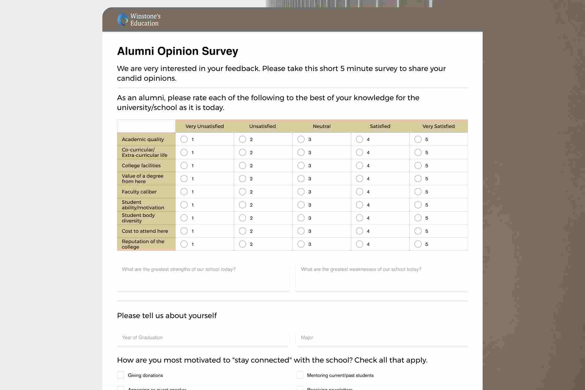 Alumni Opinion Survey