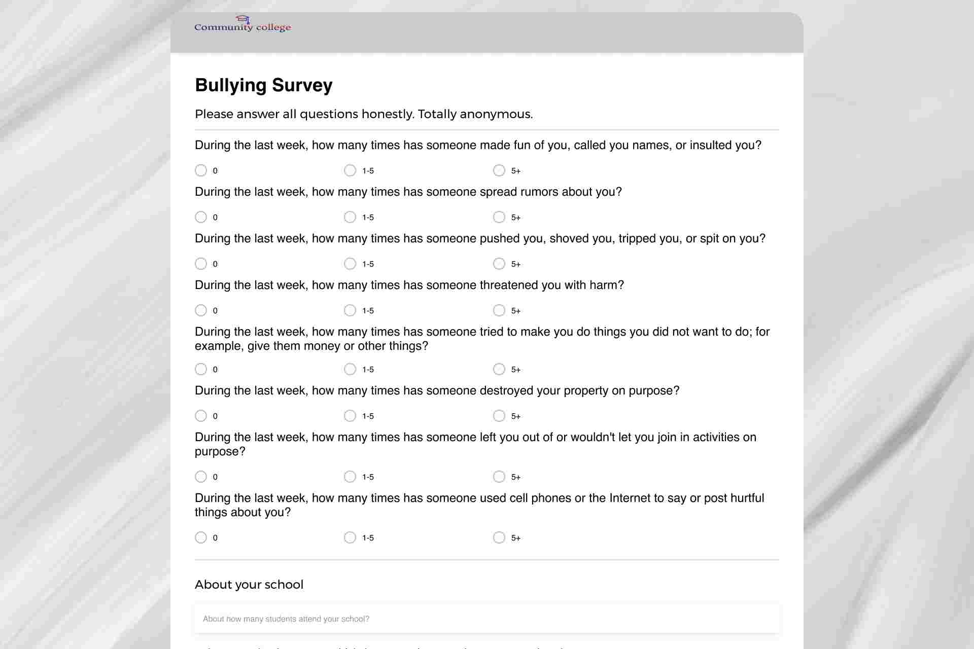 School Bullying Survey