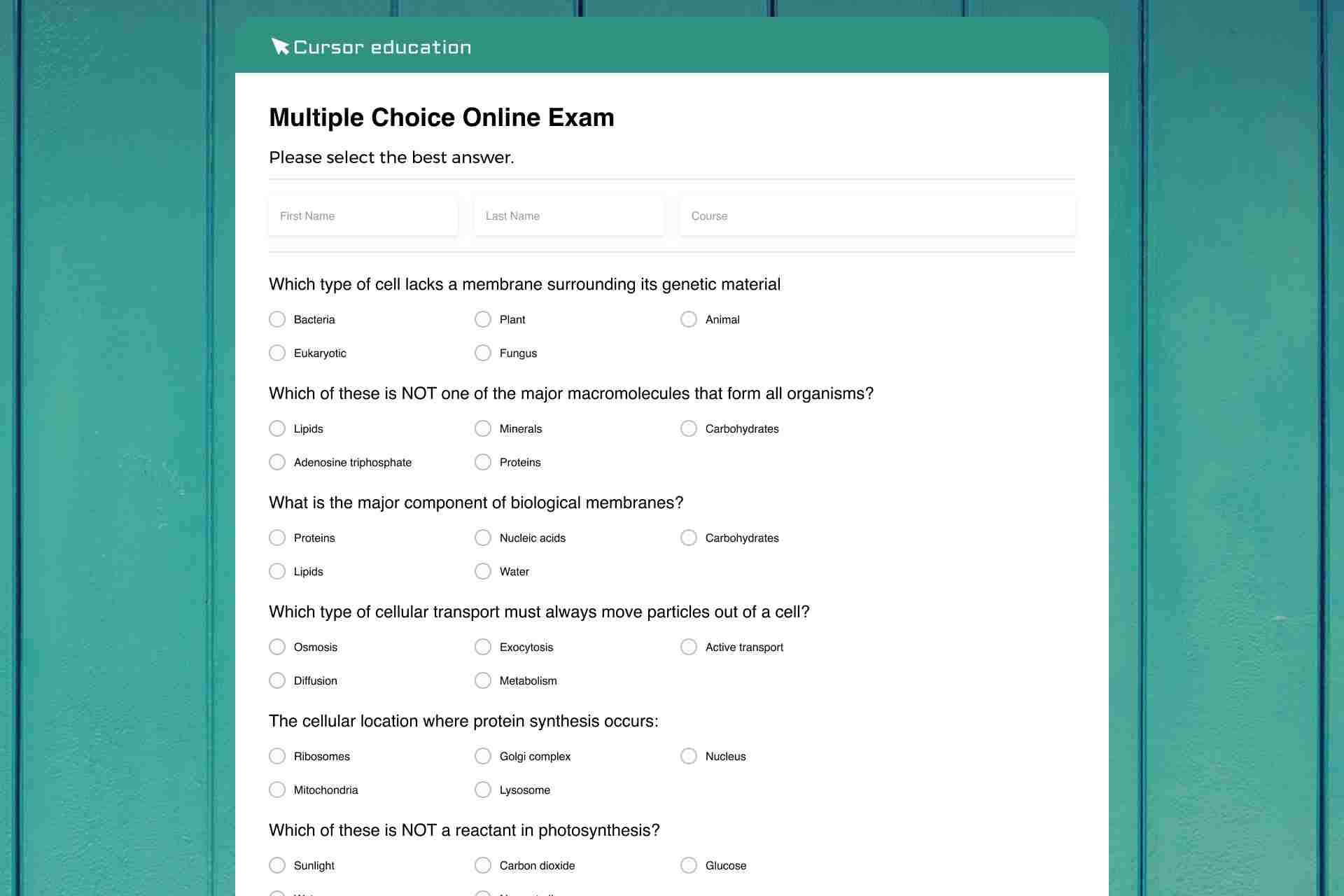 Multiple Choice Online Exam