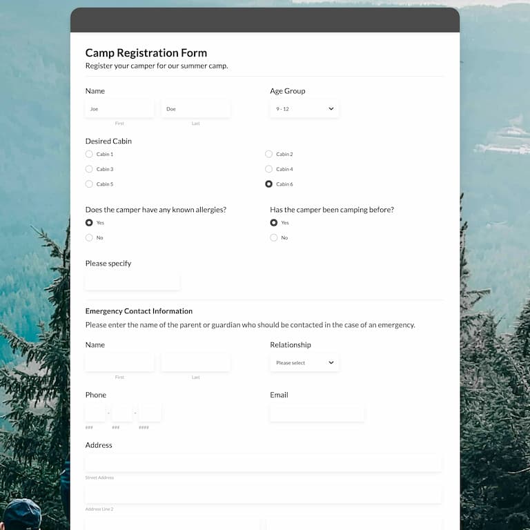 Camp Registration Form