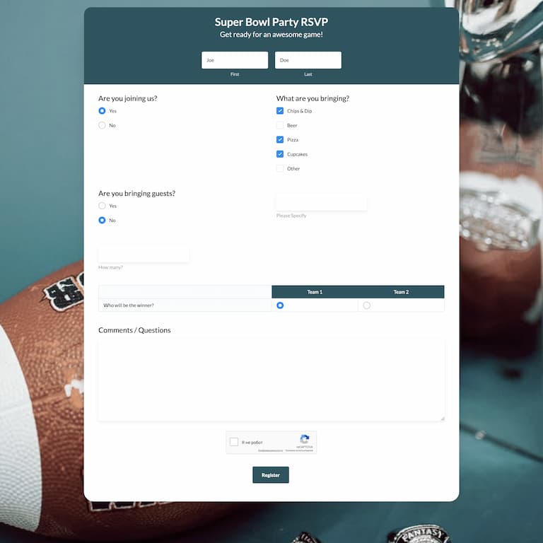 Super Bowl Party RSVP Template