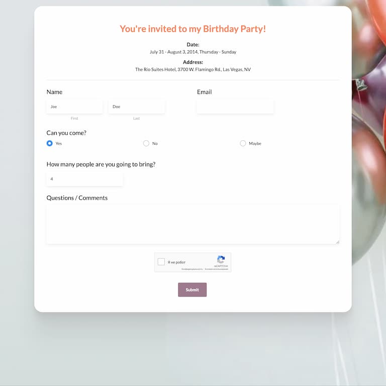 Birthday Invitation Template