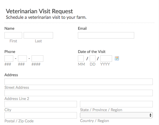 Veterinarian Visit Request Form