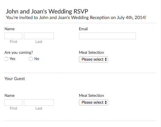 how to word online rsvp for wedding