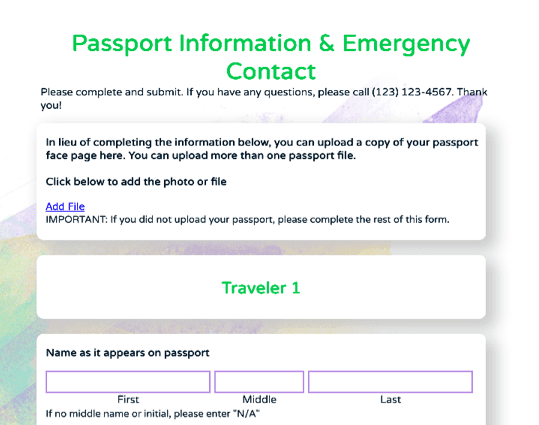 Passport Information & Emergency Contact