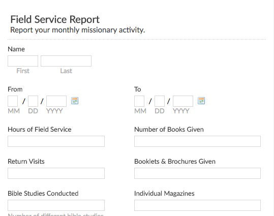 Missionary Service Report