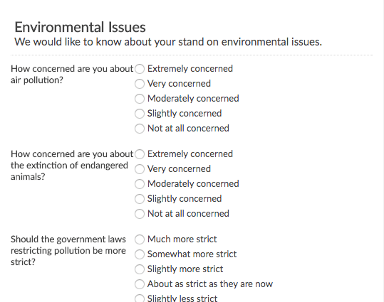 Environmental Issues Survey