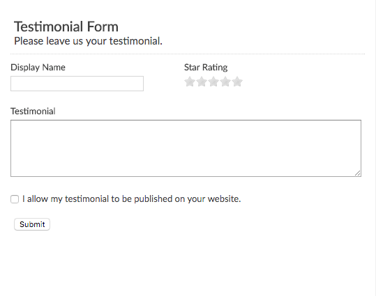 testimonial form template emailmeform