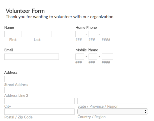 Volunteer Application Form