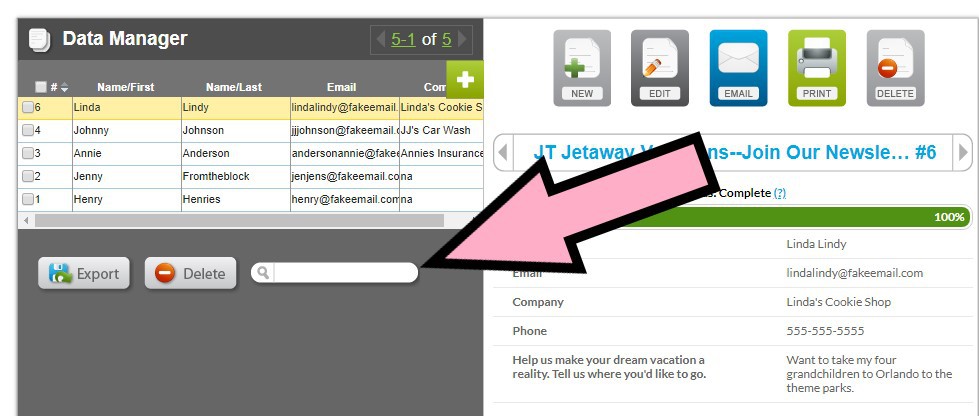 data manager record search