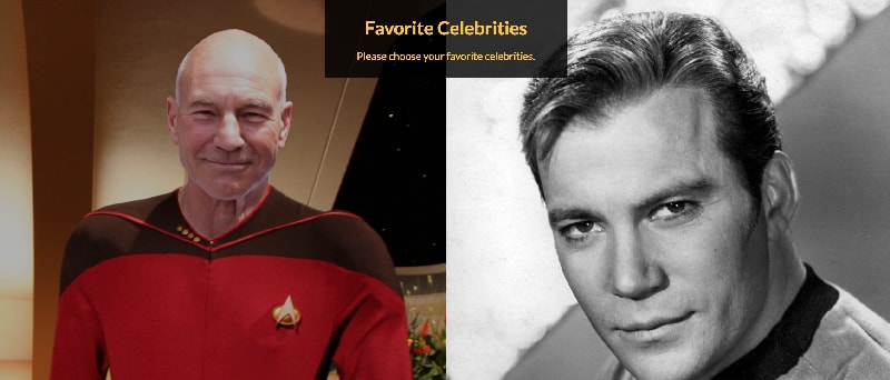 Favorite celebrity online quiz form