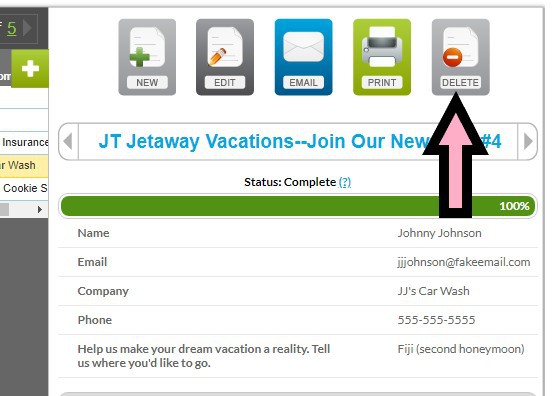 delete single form data