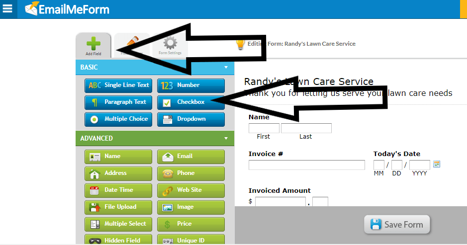 terms and conditions form checkbox