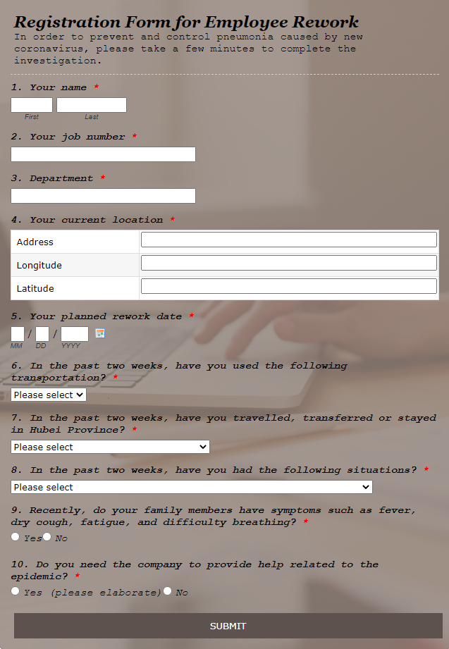 EmailMeForm form for Employee