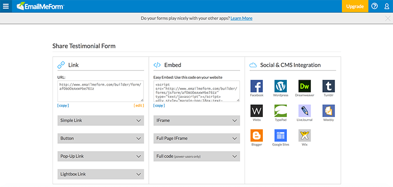 Share or Embed Your Forms