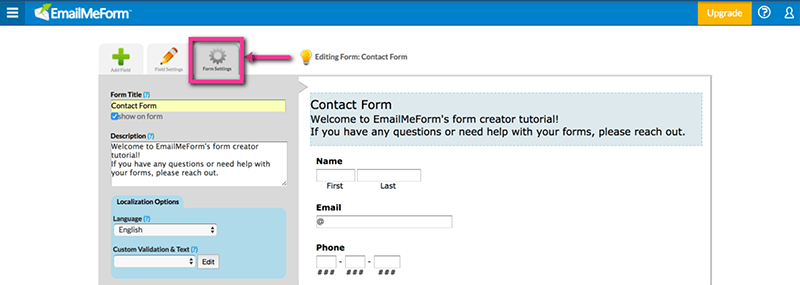 Setting up your online form