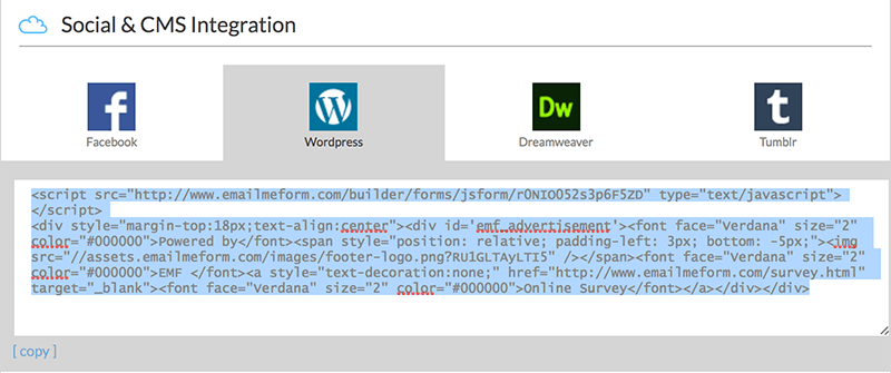 Embedding a WordPress form