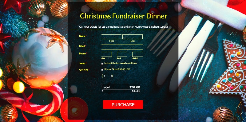 Christmas Fundraiser Dinner Invitation Form