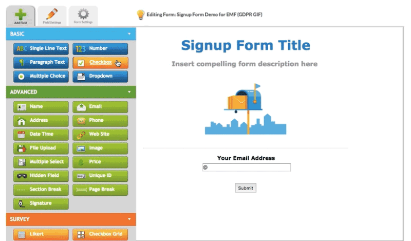 add consent checkbox forms