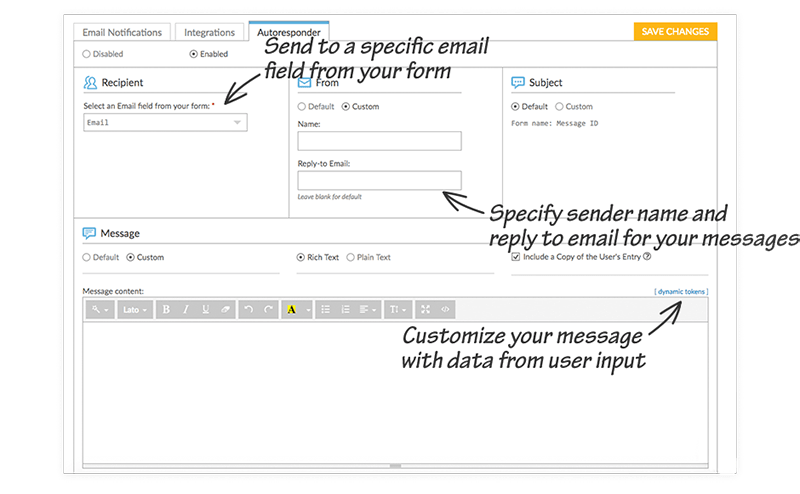 form attributes autoresponder 2