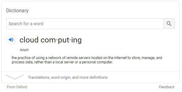 online definition of cloud computing term