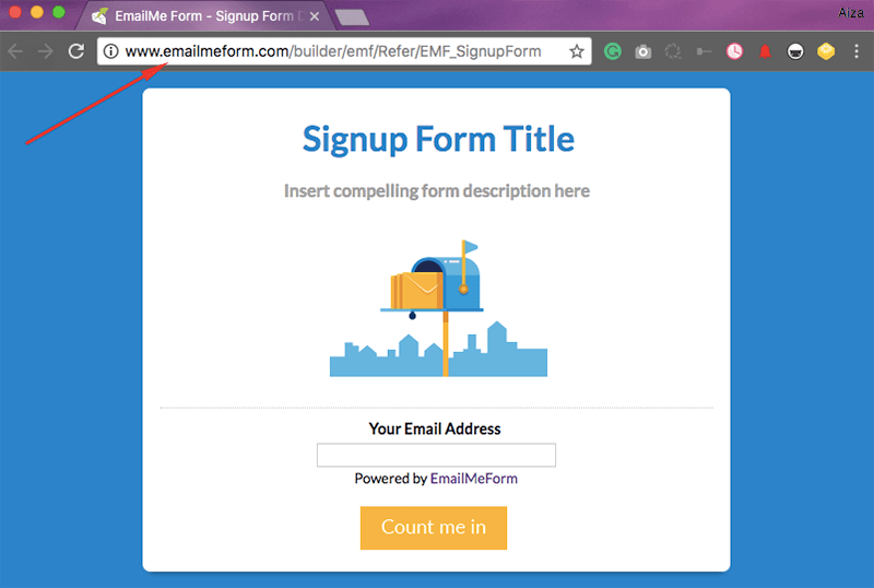 create mailing list signup template