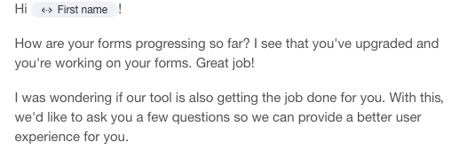 email survey body copy