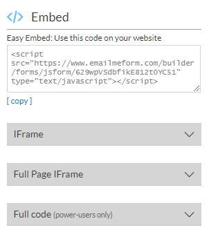 web form embed functionality