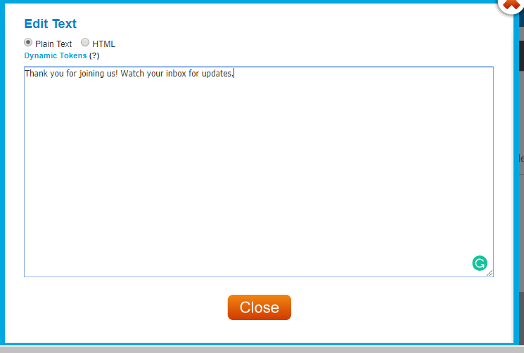 success message online form