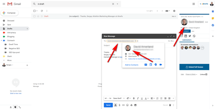 Linkedin database contact