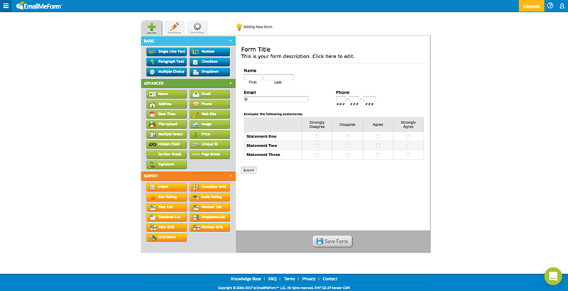 Drag & drop Form Editor Interface