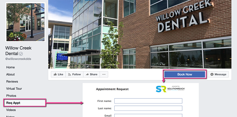 marketing request form facebook page